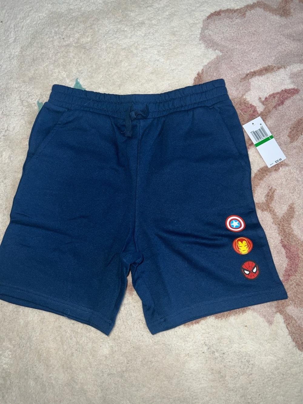 NEW Marvel Boys Navy Blue Superhero Emblem Shorts